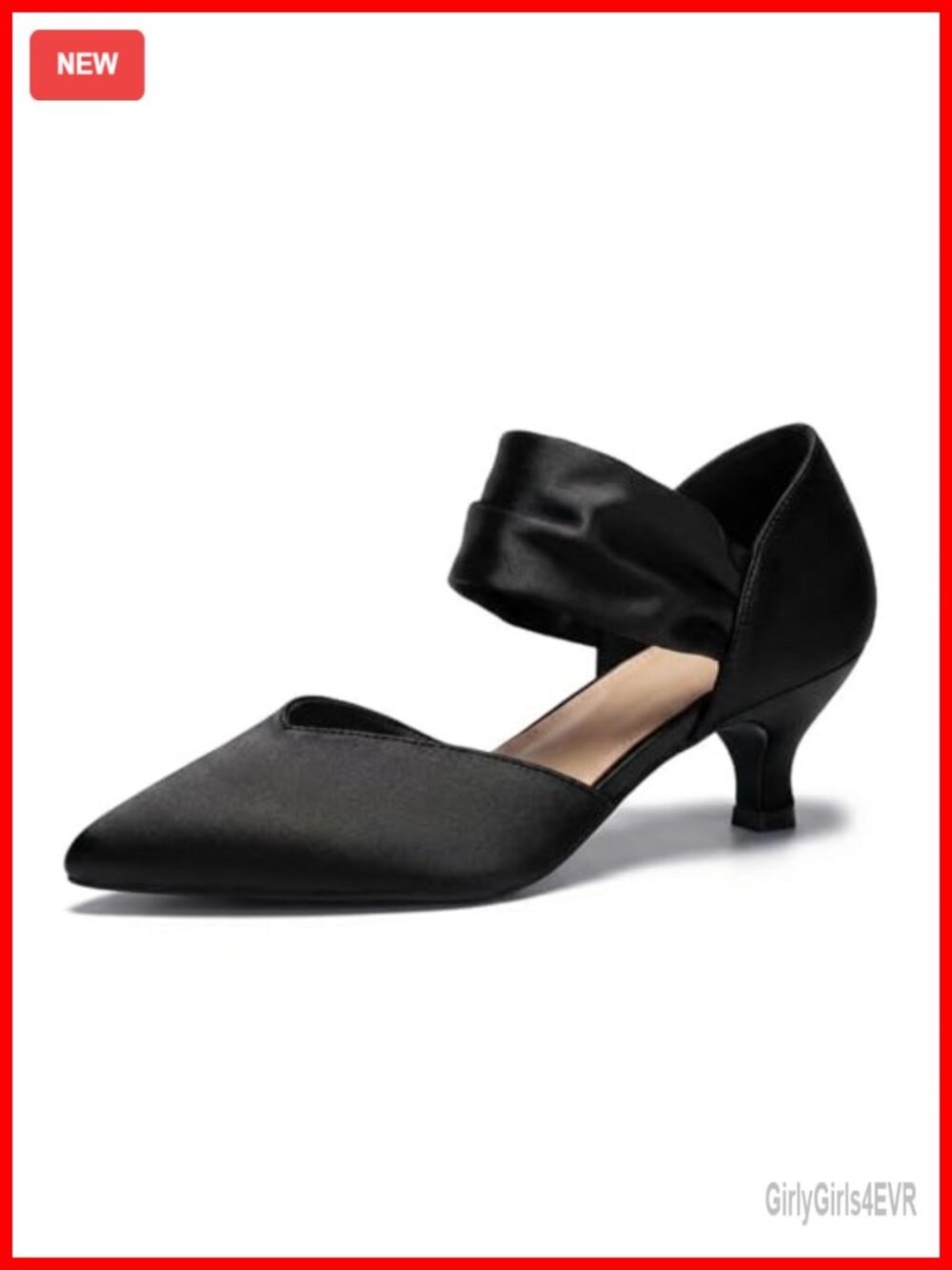 GotSoft Womens Kitten Heels Pointed Toe Pumps Ankle Strap Wedding Shoes